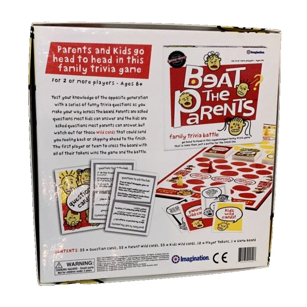 Beat The Parents Board Game Family Trivia Battle Ages 8+ Family Fun Complete